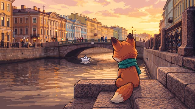 Лисёнок в стиле «Пиксель-арт» — кадр мультфильма